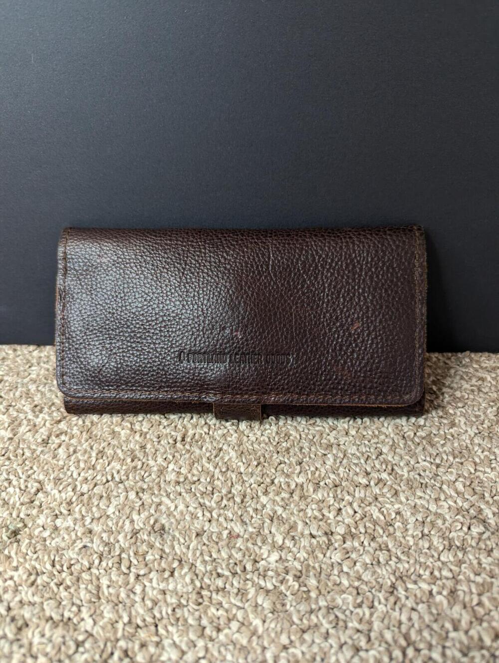 Portland Leather Goods Women Slim Bifold Dark Brown Leather Wallet